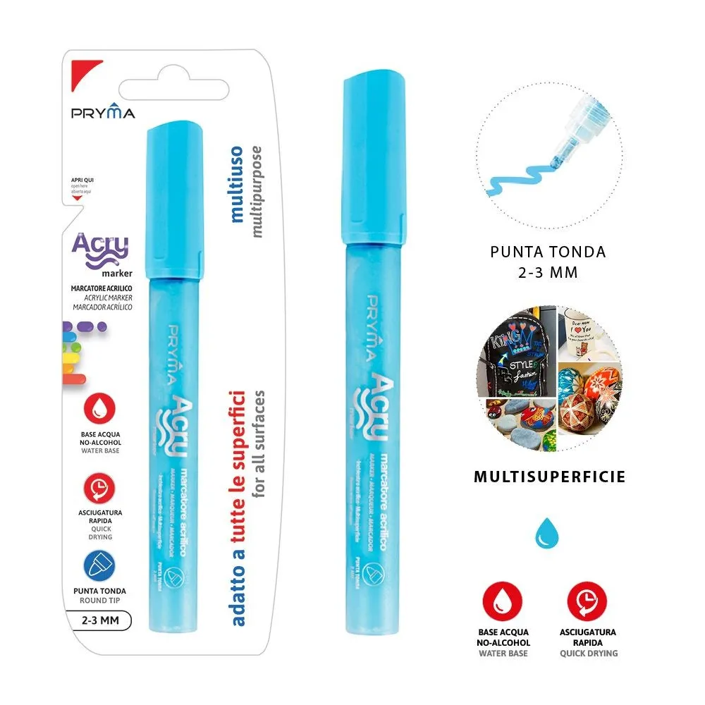 Rotulador Acrílico Redondo 2-3mm Azul Vibrancia Pryma