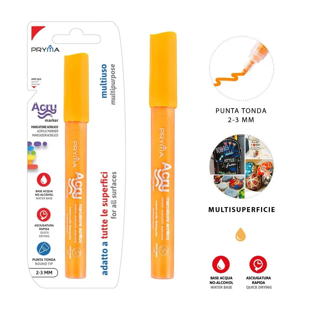 ROTULADOR REDONDO ACRILICO 2-3MM NARANJA Pryma