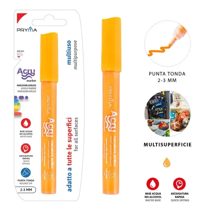 ROTULADOR REDONDO ACRILICO 2-3MM NARANJA Pryma