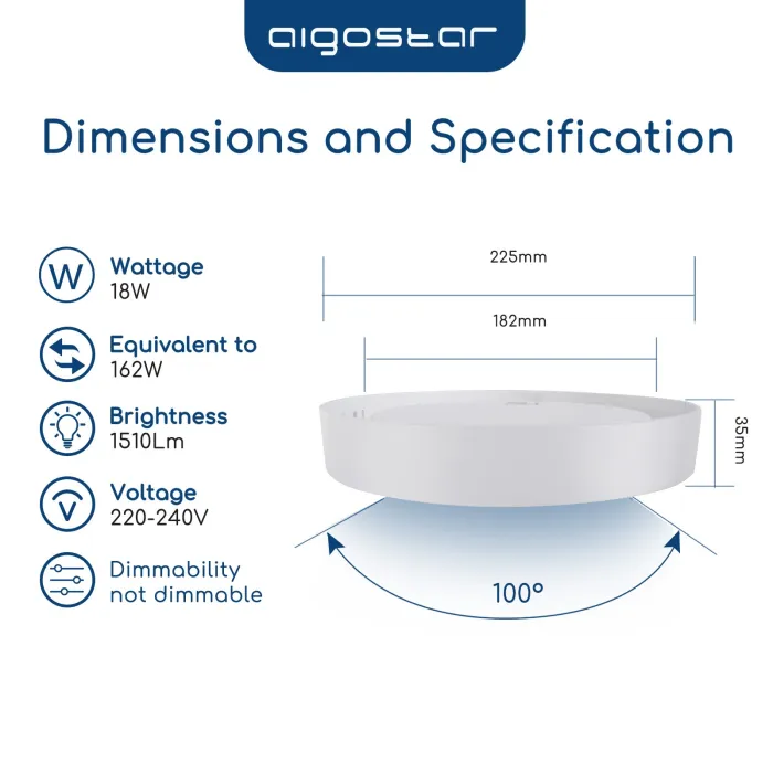 Plafon LED Circular E6 18W Ø226mm - AIGOSTAR