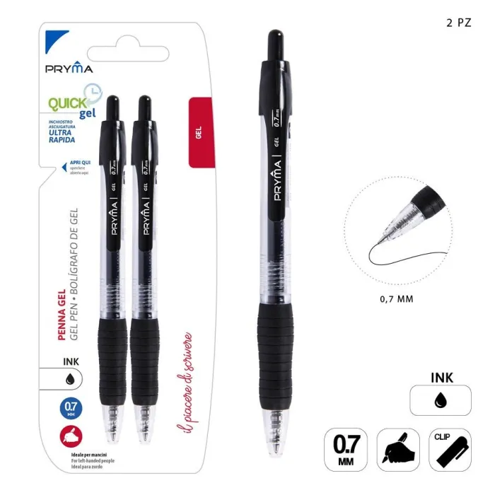 BOLIGRAFO DE CLIC DE GEL CON SECADO RAPIDO 0.7MM 2PZ NEGRO