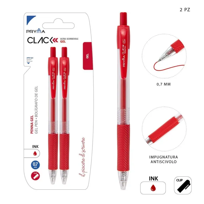 Bolígrafo de Clic 0.7mm 2pz Rojo Confiabilidad y Precisión Pryma