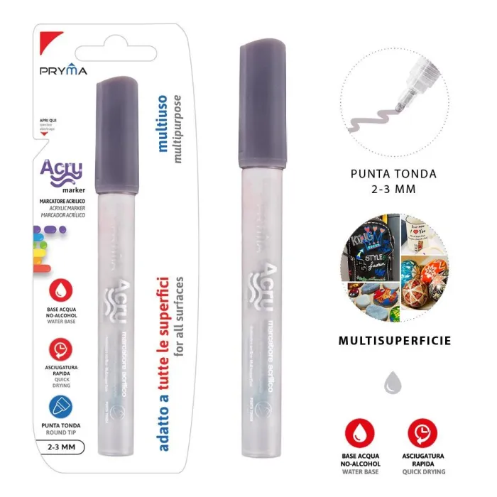 Rotulador Redondo Acrílico 2-3mm Gris Calidad y Consistencia Pryma