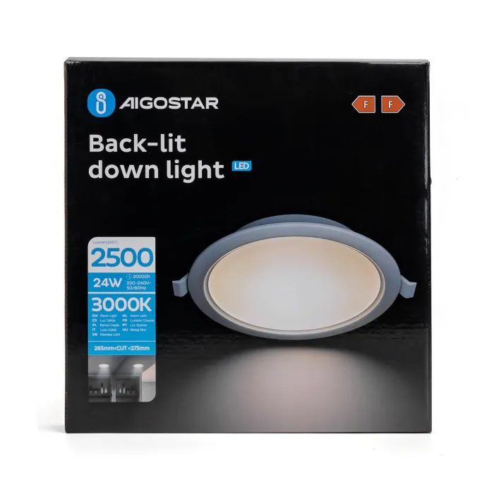 Placa LED Circular E6 24W Corte Ø265mm - AIGOSTAR