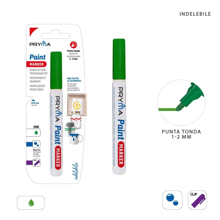 Rotulador de pintura verde permanente de punta redonda de 1mm-2mm