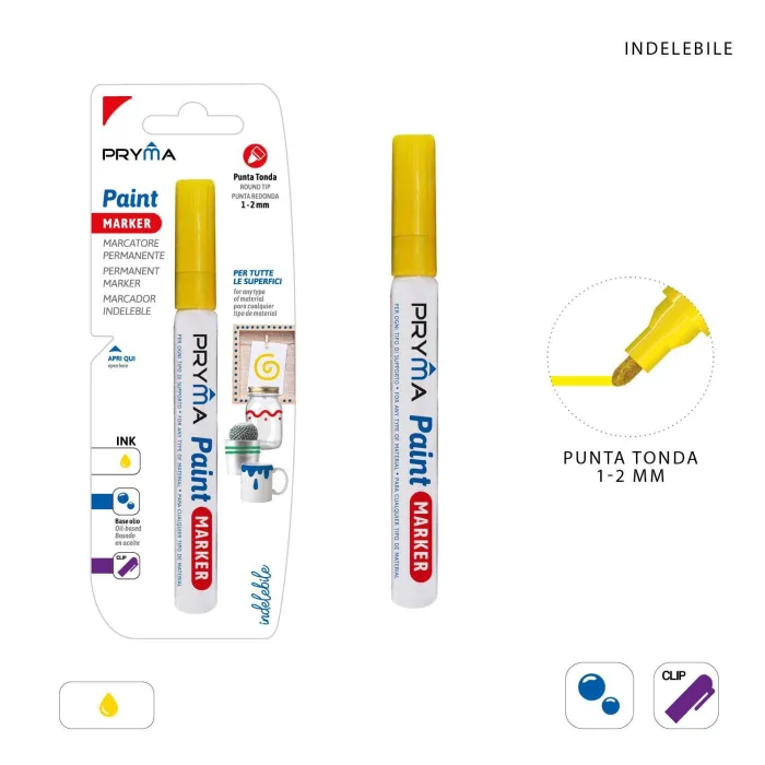 Rotulador de pintura amarillo permanente de punta redonda de 1mm-2m