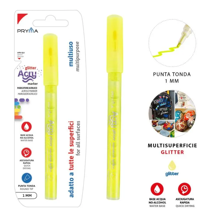 ROTULADOR REDONDO ACRILICO FLUORESCENTE 1MM AMARILLO Pryma