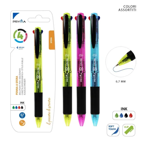 Bolígrafo Multicolor 0.7mm 4Col.  Pryma