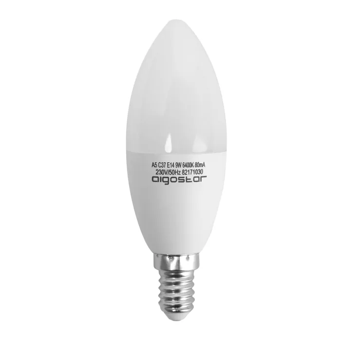 Pack 5 Bombilla LED A5 C37 9 W E14 - Aigostar, Fria 6400K