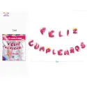 Guirnalda Rosa de Letras Feliz Cumpleaños Festeja con PartyGO