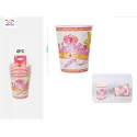 Pack de 6 Vasos de Cartón Rosa con Diseño de Corona de Princesas PartyGO