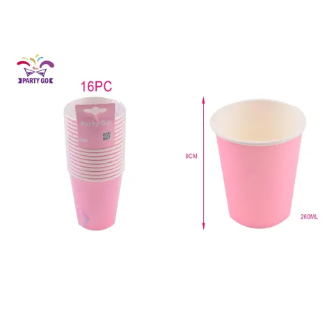 Pack de 16 Vasos de Cartón Rosa de 9 cm - PartyGO