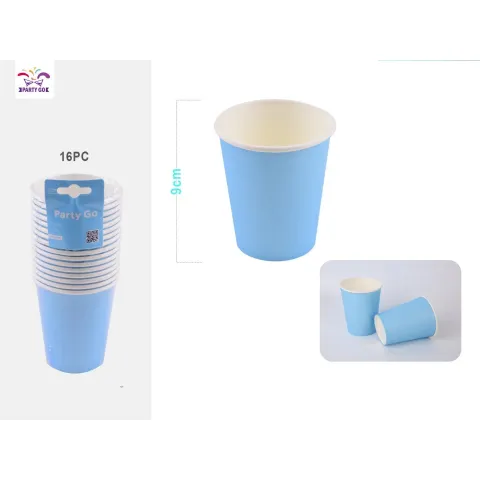 Pack de 16 Vasos de Cartón azul de 9 cm - PartyGO