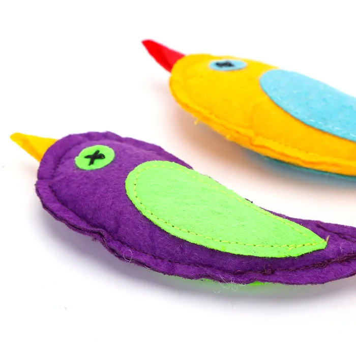 Pájaro de Fieltro Colorido Juguete para Mascotas - Nobleza, Amarillo