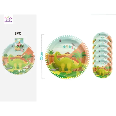 Pack de 8 Platos de Cartón de Dinosaurio de 23 cm - PartyGO