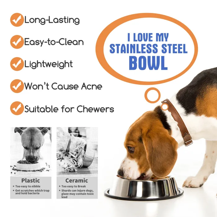 Comedero de acero inoxidable con base antideslizante para mascota - Nobleza, XL