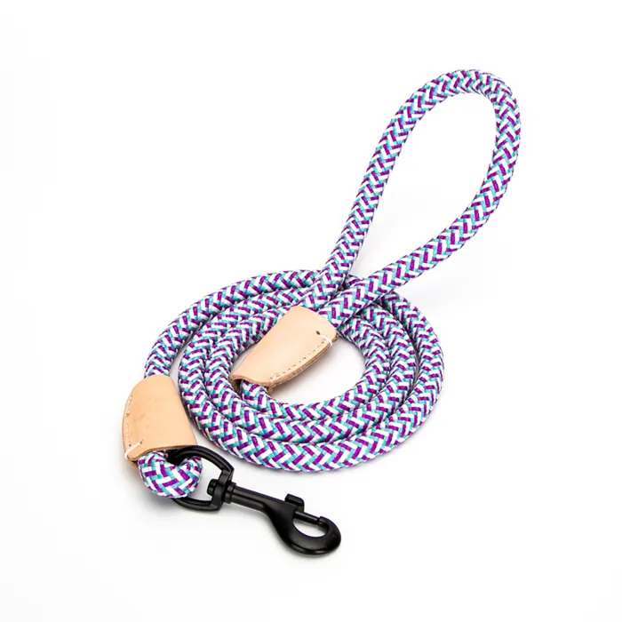 Correa de cuerda redonda para mascota - Nobleza, Morado, S