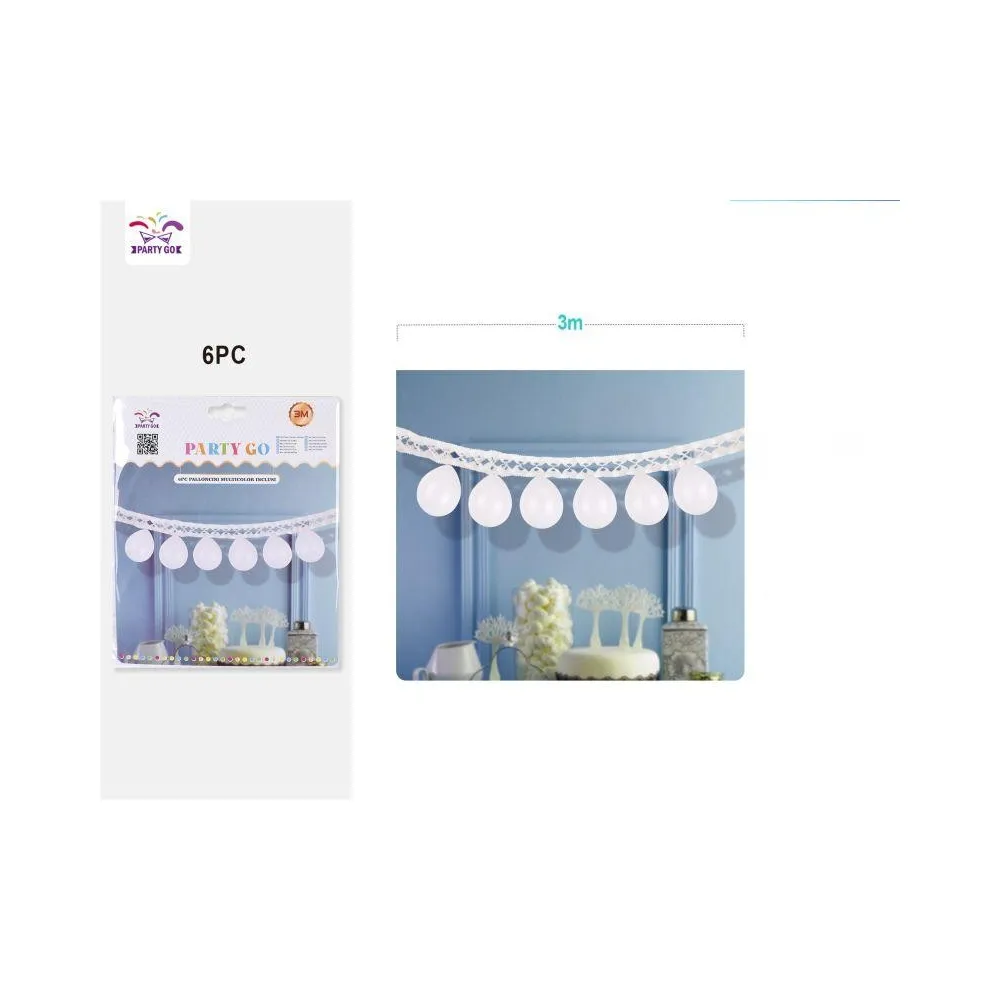 Decoración de Fiestas - Guirnalda Colgante con Globos Blancos PartyGO
