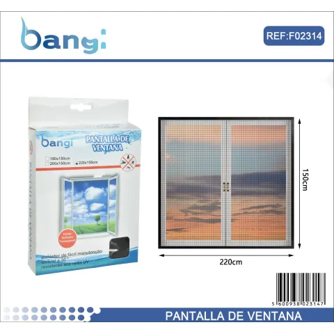 Mosquitera Ventana en Color Negro de Poliéster Resistente a los Rayos UV - B&G HOME