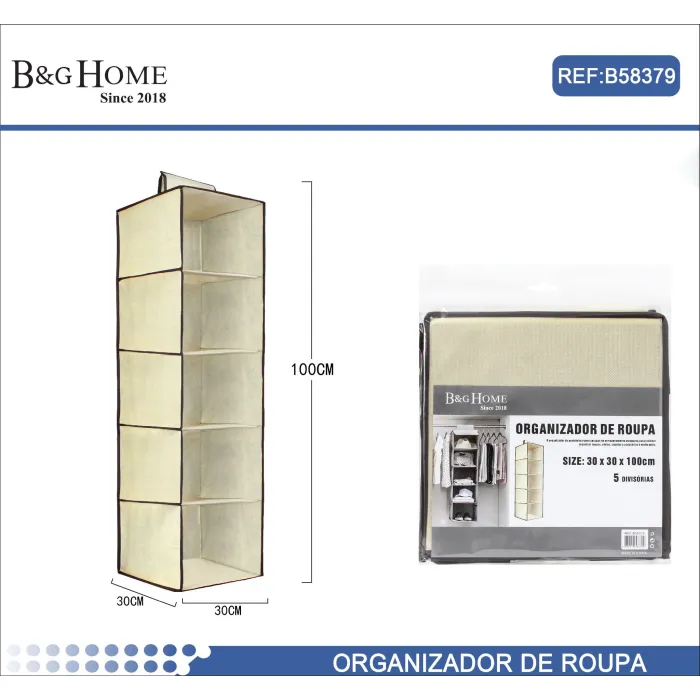 Organizador de Ropa de 5 Compartimentos 30x30x100CM - B&G HOME