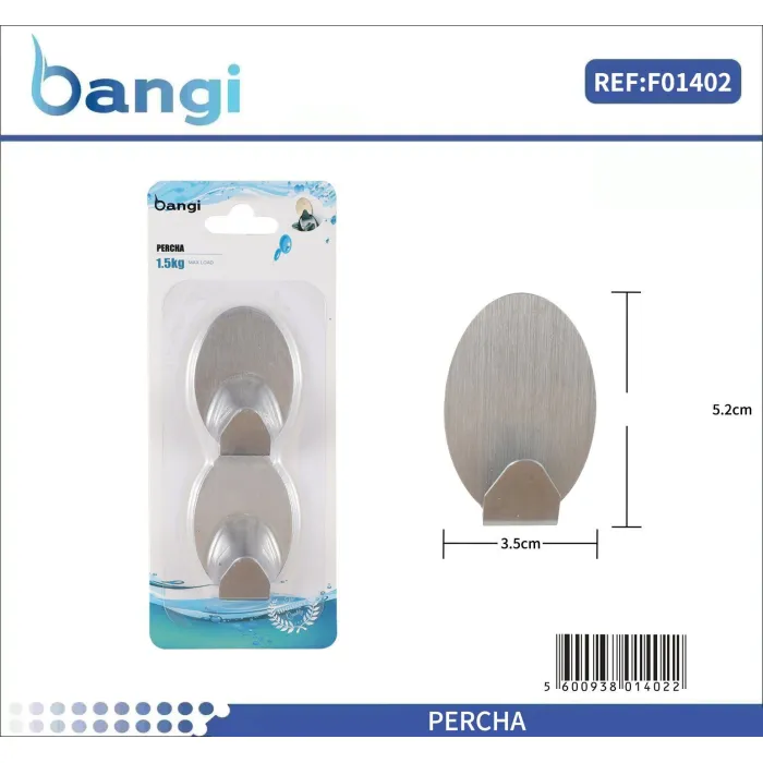 Gancho Adhesivo Ovalado de 2 Piezas - 3.5×5.2cm B&G HOME