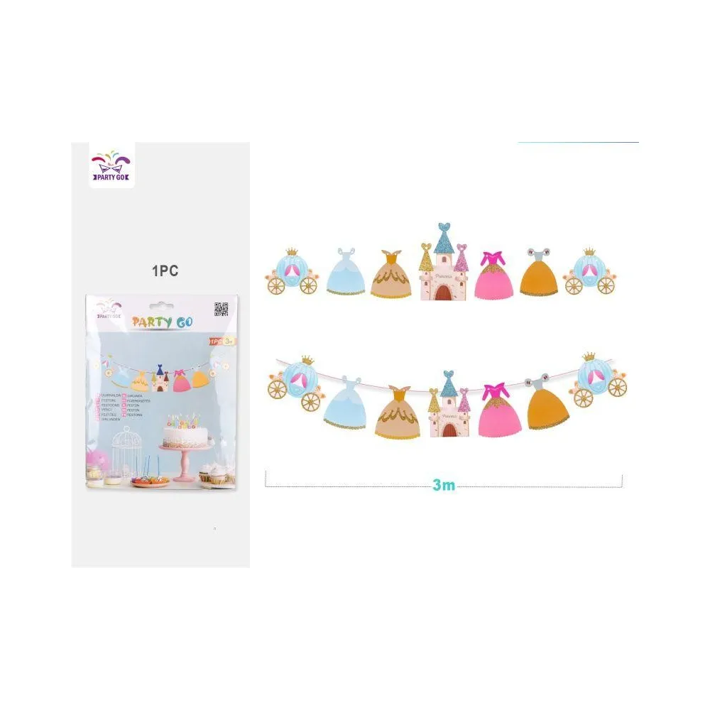Guirnalda del Castillo de la Princesa 3M PartyGO Magia de cuento de hadas para tus celebraciones.