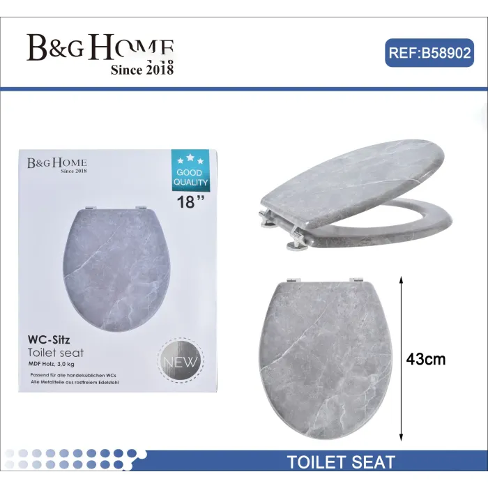 Tapa de WC Haya Gris Mármol de 18 pulgadas y 3kg - B&G HOME