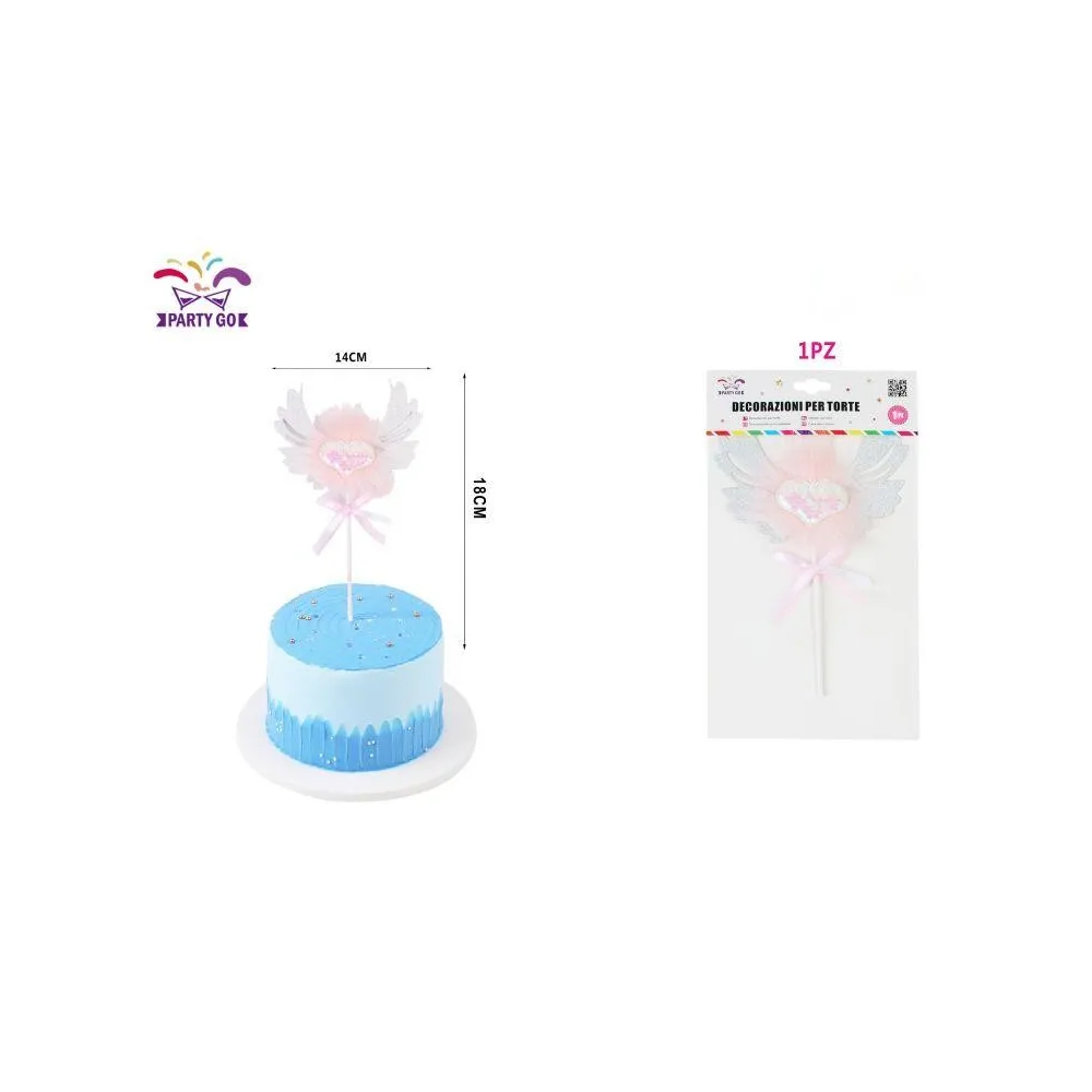 Decoración de pastel con corazón y ángel rosa PartyGO
