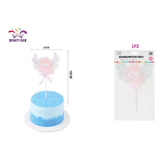 Decoración de pastel con corazón y ángel rosa PartyGO