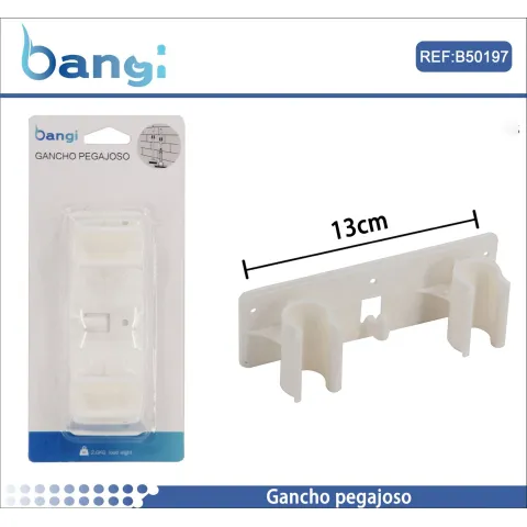 Soporte colgador fregonas y escobas de pared 2 posiciones Blanco 13cm - B&G HOME