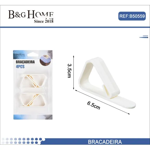 Set de 4 Clips de Mantel de Plástico Blanco 3.5cm x 6.5cm - B&G HOME