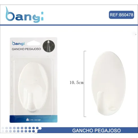 Gancho Adhesivo Grande Ovalado 10.5cm 1 Unidad - B&G HOME