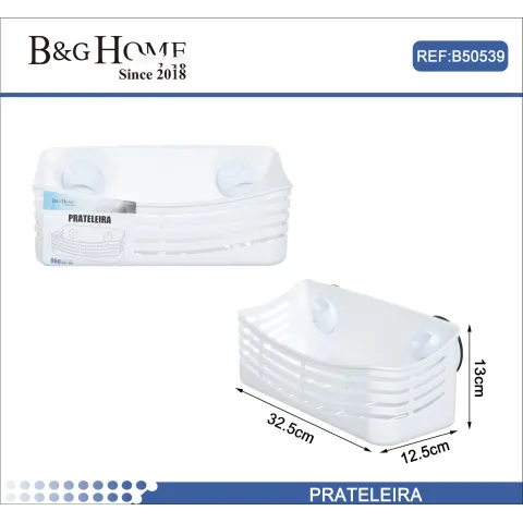 Estante de Baño de Plástico con Ventosa Fuerte 13x32.5x12.5cm - B&G HOME