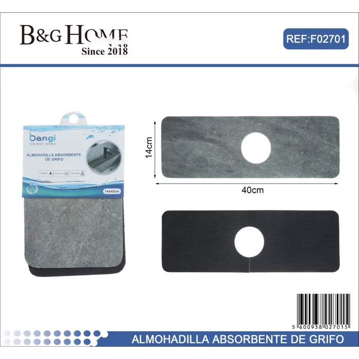 Alfombrilla de Succión para Grifo de Cocina Gris 14x40 cm - B&G HOME