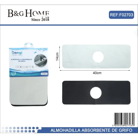 Alfombrilla de Succión para Grifo de Cocina de Mármol Blanco 14x40 cm - B&G HOME