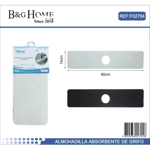 Alfombrilla de Succión para Grifo Cocina de Mármol Blanco 14x60 cm - B&G HOME