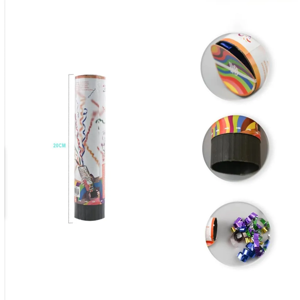 Cañón de Confeti Metálico Multicolor de 20cm - PartyGO