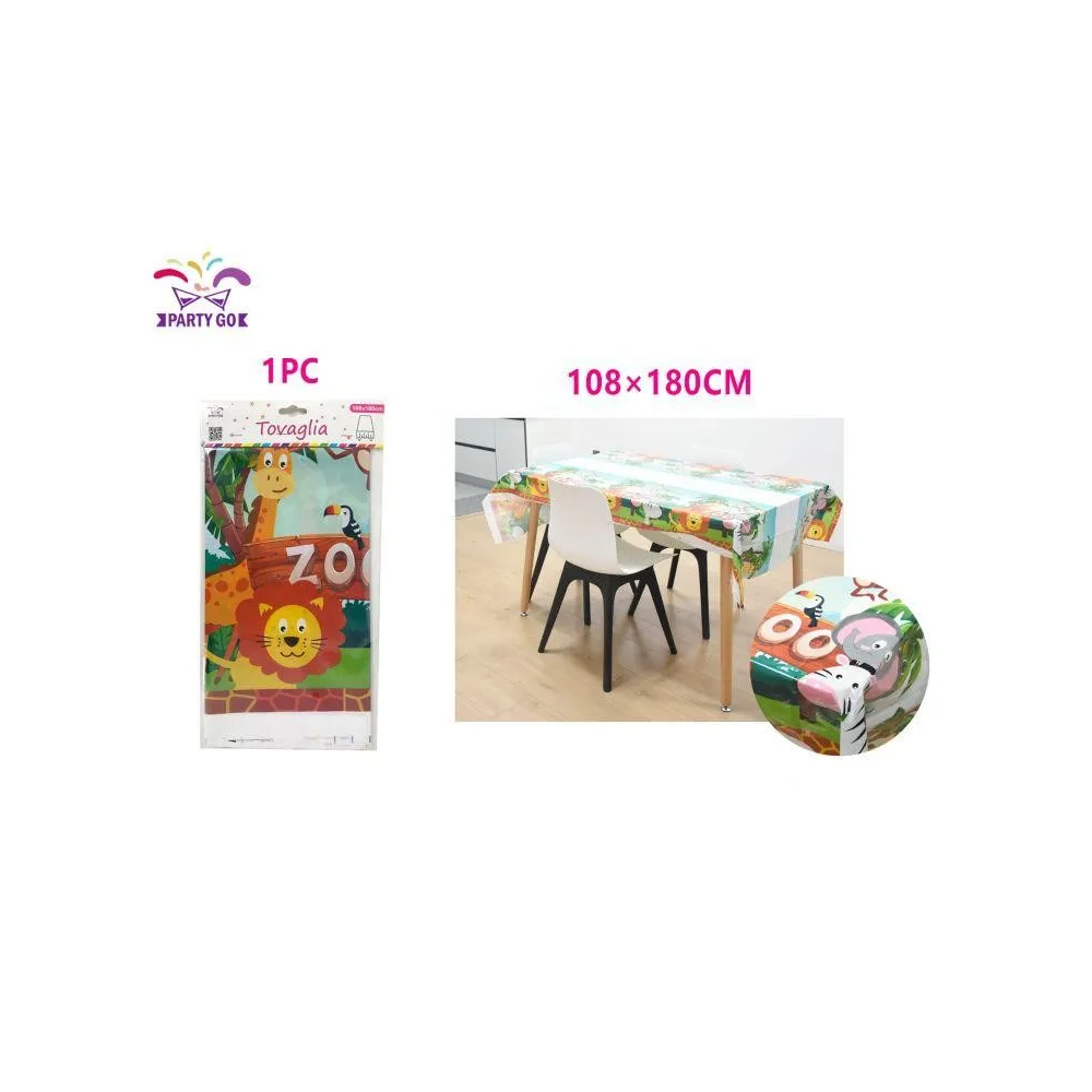 Mantel de Animales 108x180cm 1 pieza PartyGO Divertido y práctico para cualquier fiesta