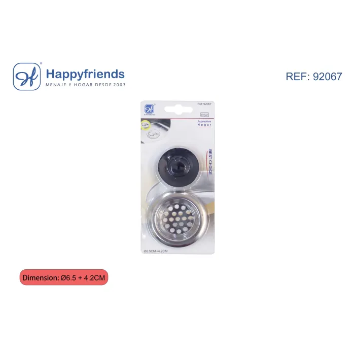 Tapón y Rejilla para Fregadero de Ø6,5 plus4,2 cm - Happy Friend