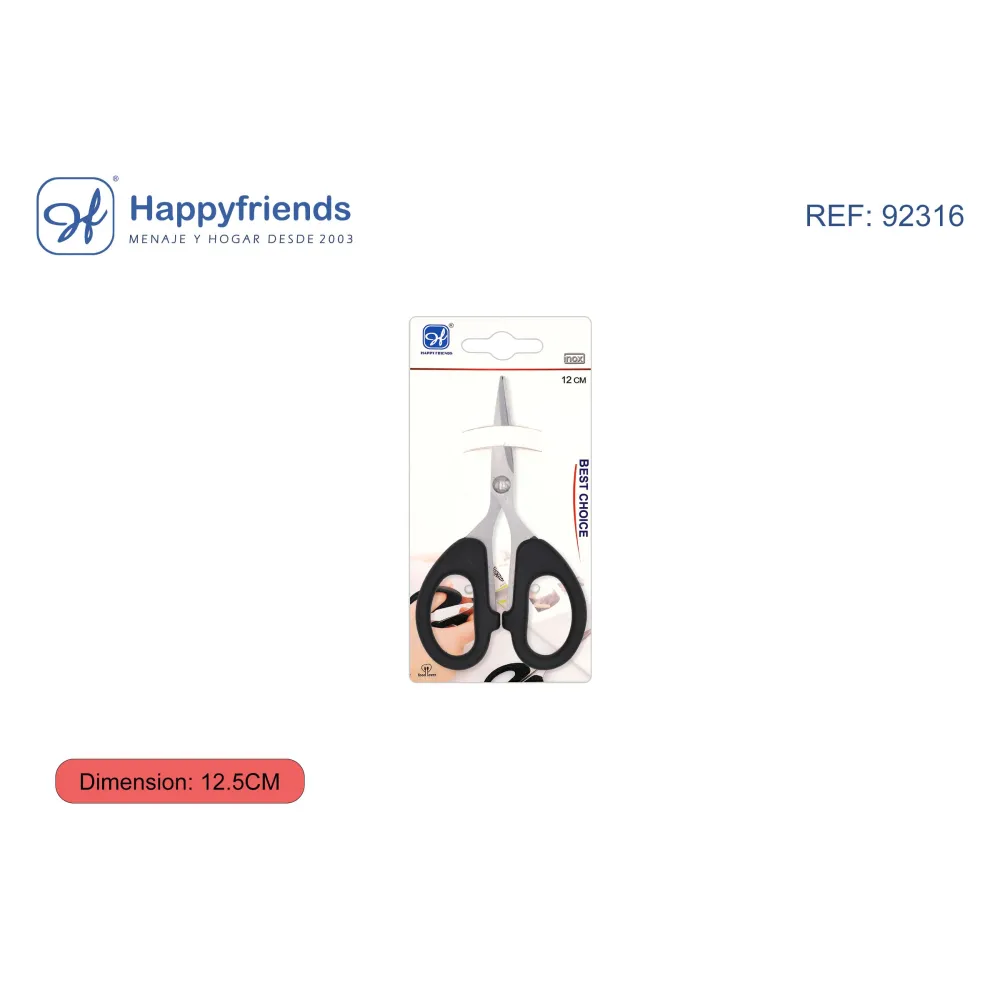 Tijera Office de Acero Inoxidable (12.5cm) Happy Friend - Precisión y Durabilidad en Tus Manos