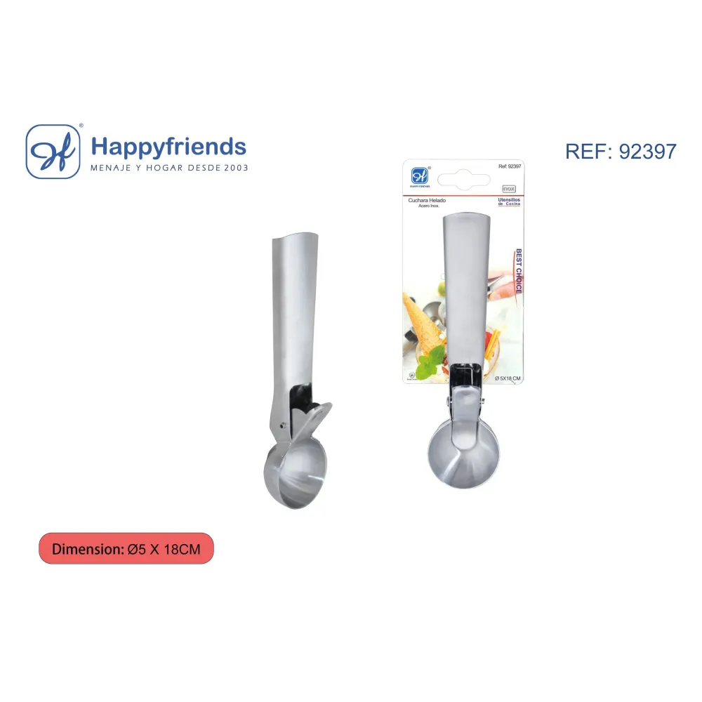 Cuchara de Helado Inoxidable - Happy Friend: Porciones perfectas de helado con facilidad