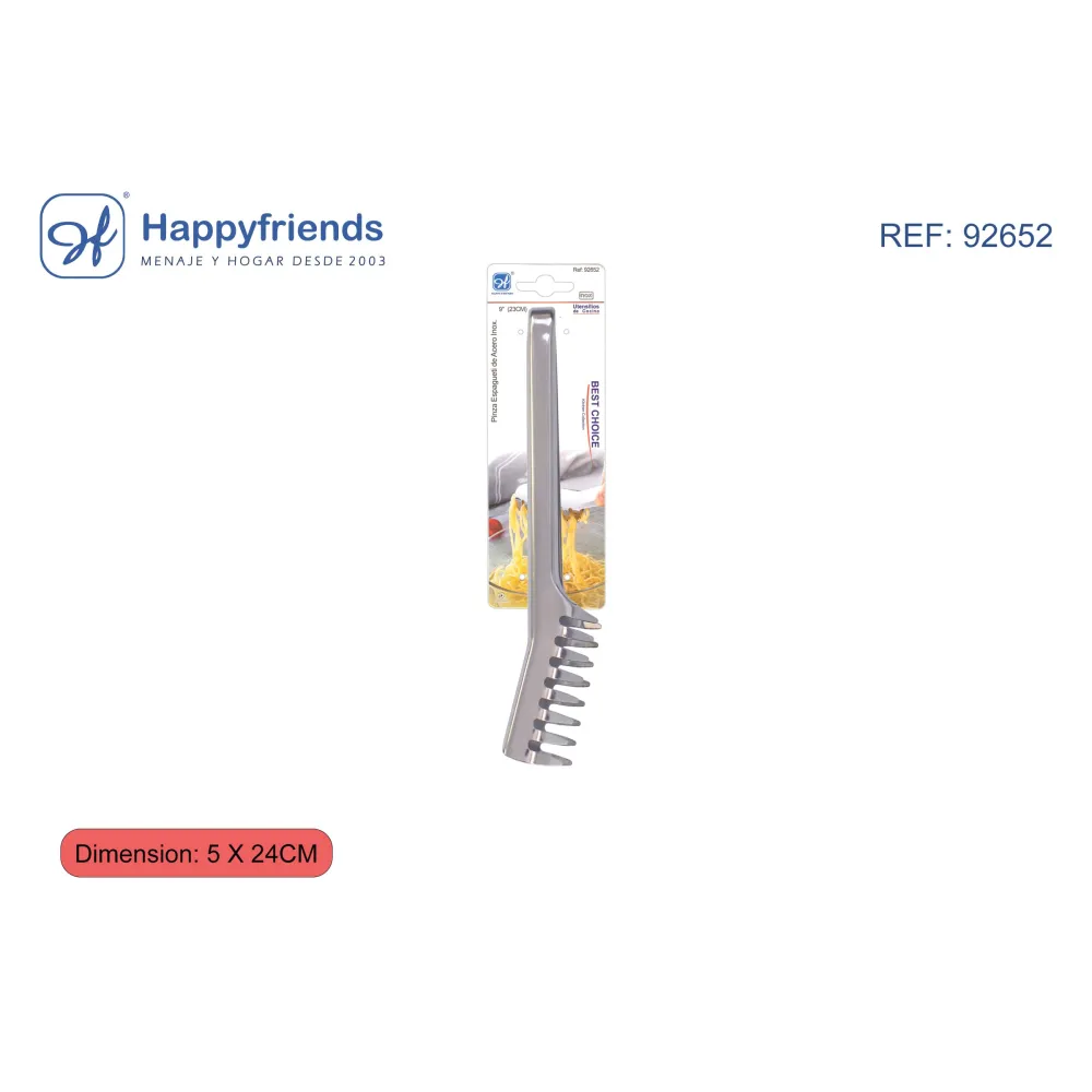 "Pinza Espagueti de Acero Inoxidable 5x24cm Happy Friend - Sirve con Estilo"