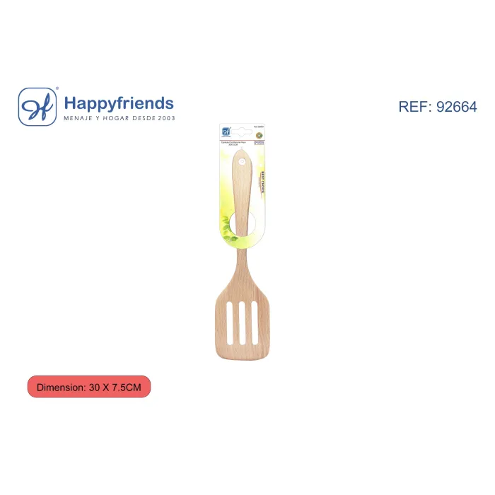 "Espátula con Ranuras de Haya 30x7.5cm Happy Friend - Cocina con Precisión y Estilo"