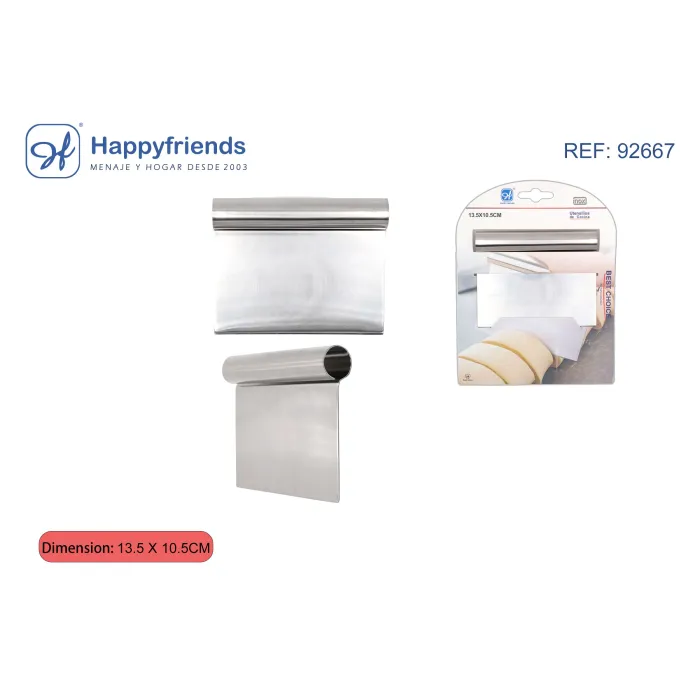 "Pala Inox Corta Masa y Recogedor Happy Friend - Cocina con Eficiencia y Estilo"