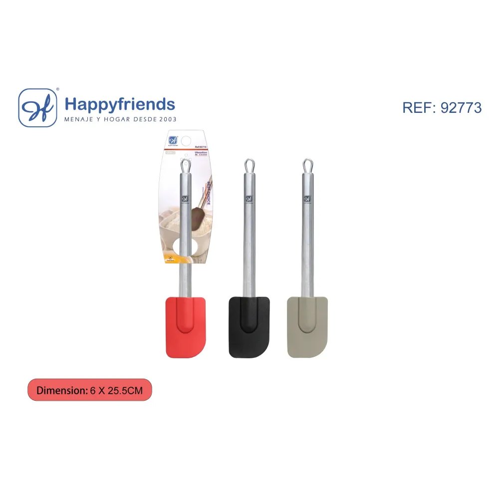Espátula de Silicona con Mango de Acero Inoxidable 6x25.5 cm - Happy Friend: Flexibilidad y resistencia en un utensilio de cocin
