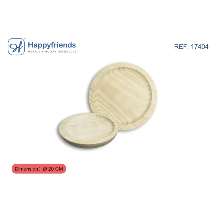 Plato Redondo Pulpo Madera - Happy Friend, Ø20 cm