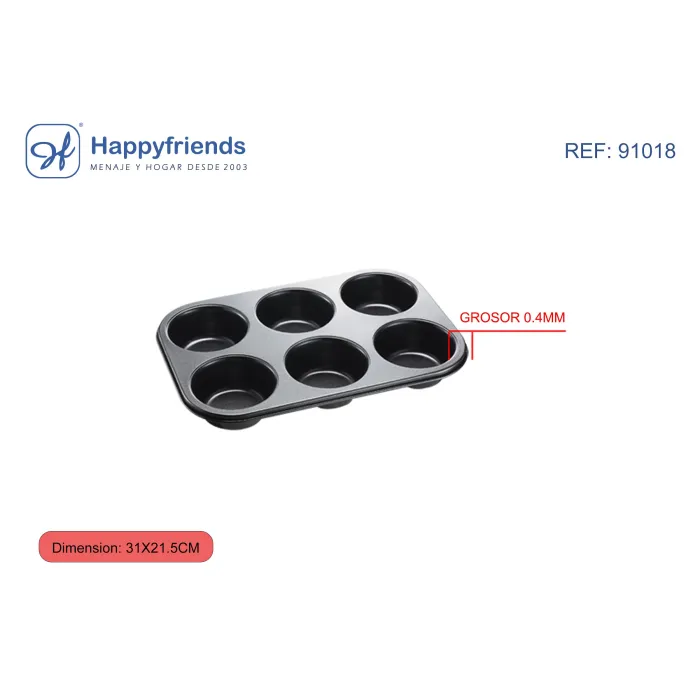 Bandeja para 6 cupcakes - Happy Friend, 31X21.5X3,5 cm