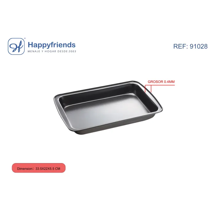 Bandeja Rustidera para Horno - Happy Friend, 33.5X22X5,5 cm