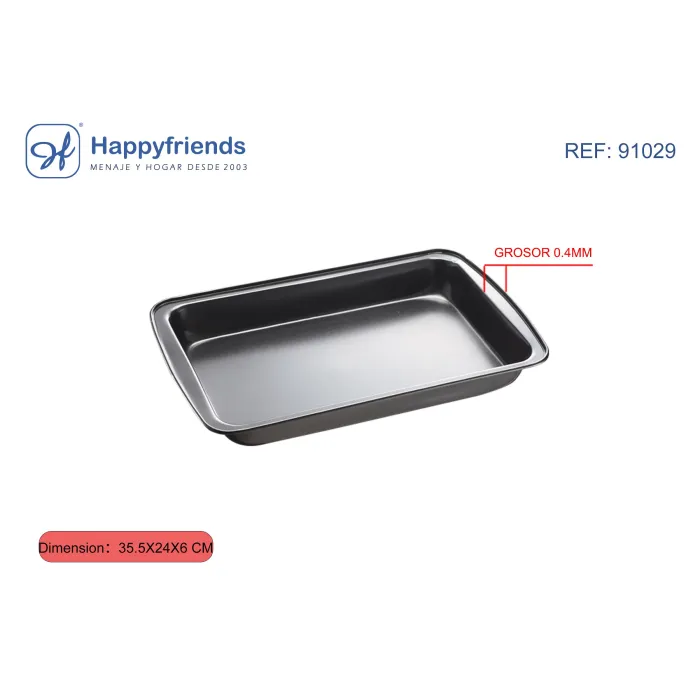 Bandeja Rustidera para Horno - Happy Friend, 35.5X24X6 cm