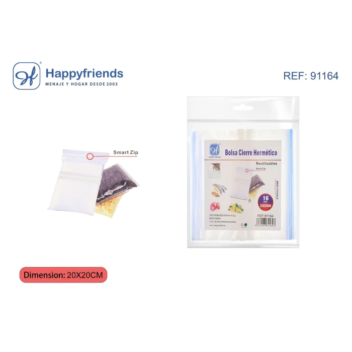 Bolsa Cierre Hermético - Happy Friend (varias dimensiones), 20X20 cm 16U